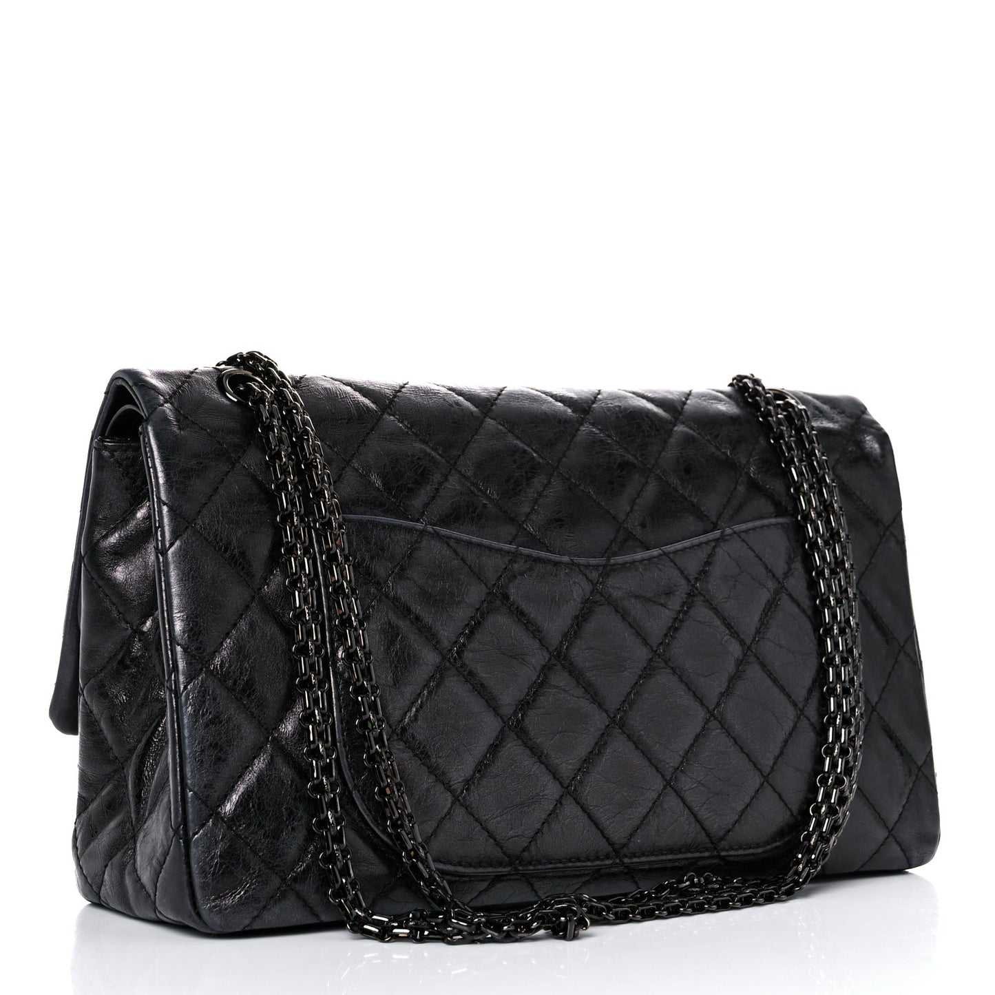 Metallic Aged Calfskin Quilted 2.55 Reissue 227 Flap So Black