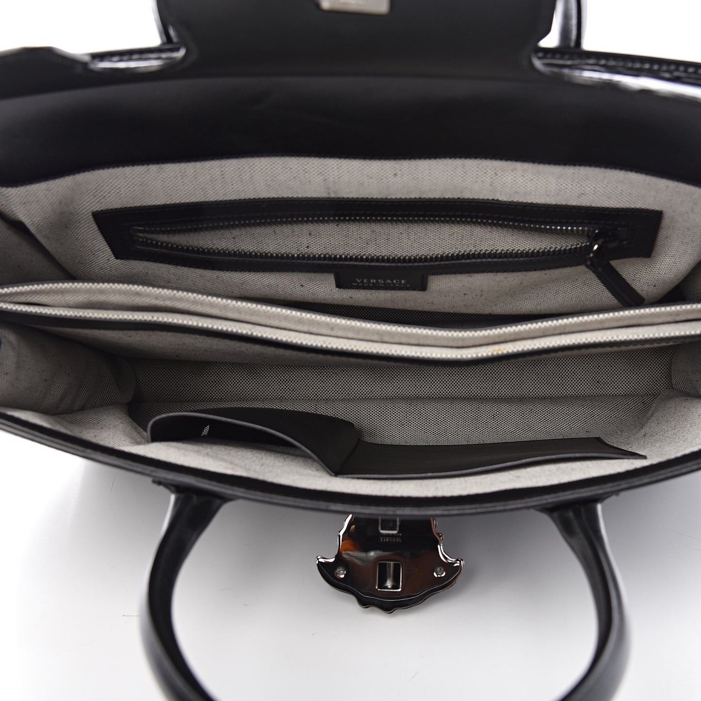 Legno Calfskin Palazzo Top Handle Briefcase Black
