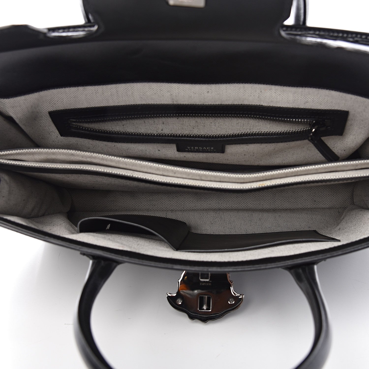 Versace Legno Calfskin Palazzo Top Handle Briefcase Black 5 of 9