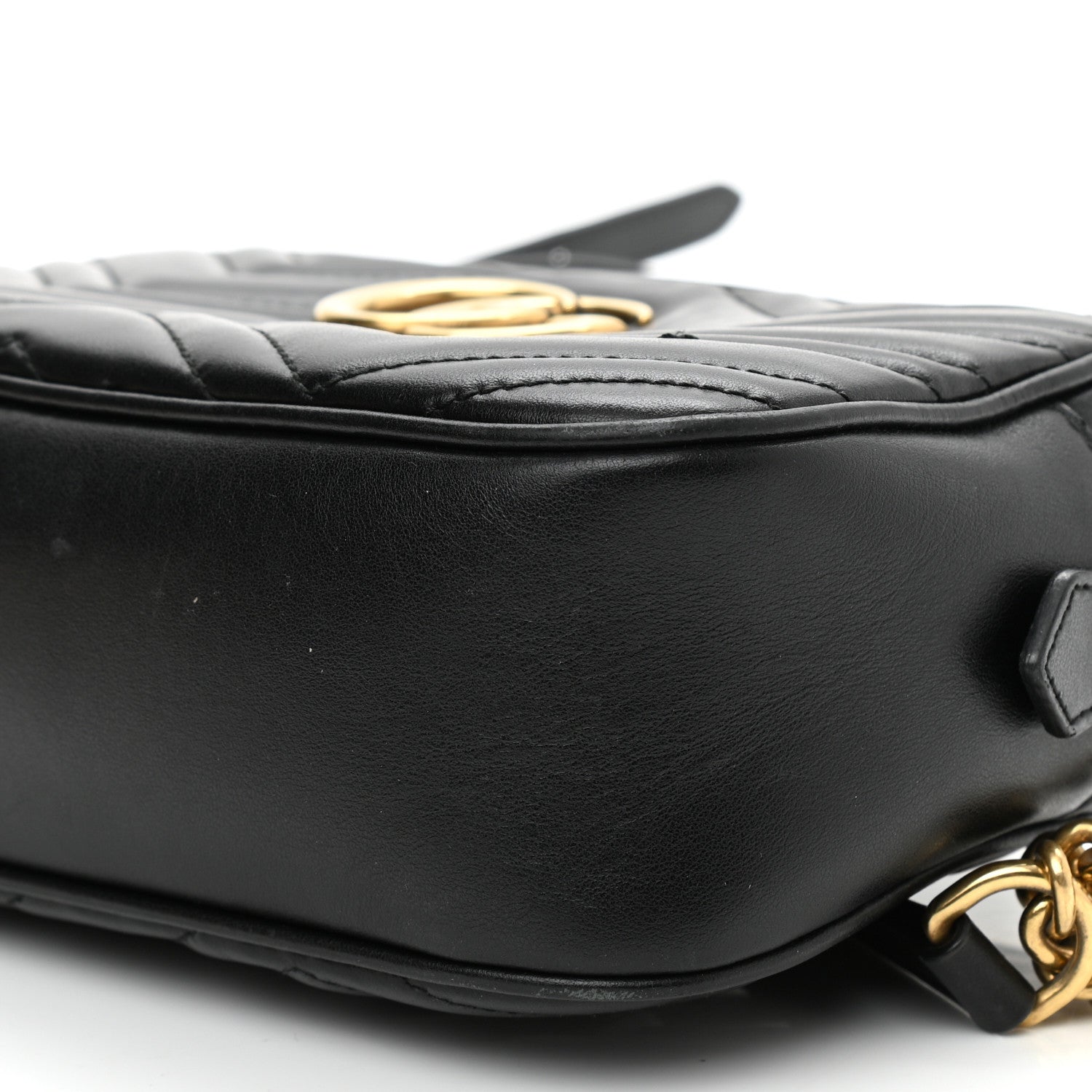 Gucci Calfskin Matelasse Small GG Marmont Chain Shoulder Bag Black 9 of 13