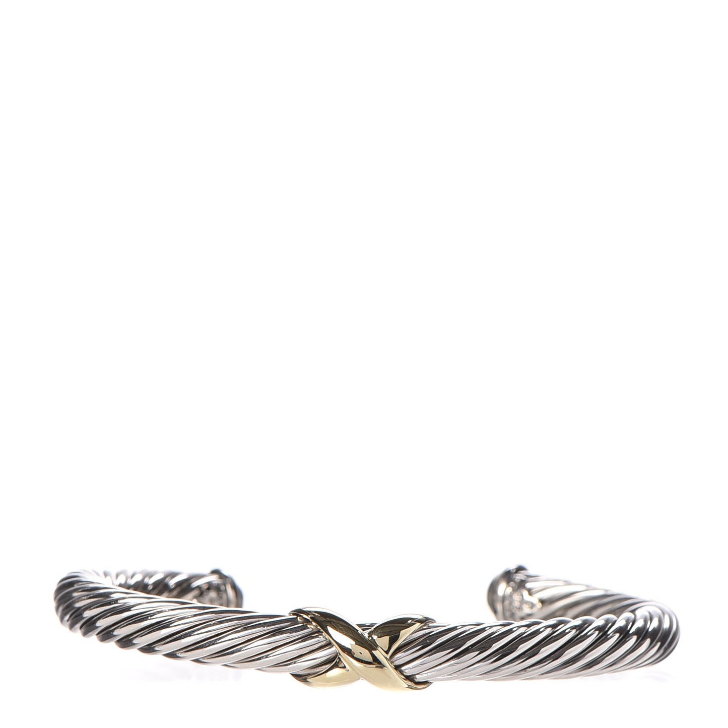 Sterling Silver 14K Yellow Gold 7mm X Station Cable Bracelet