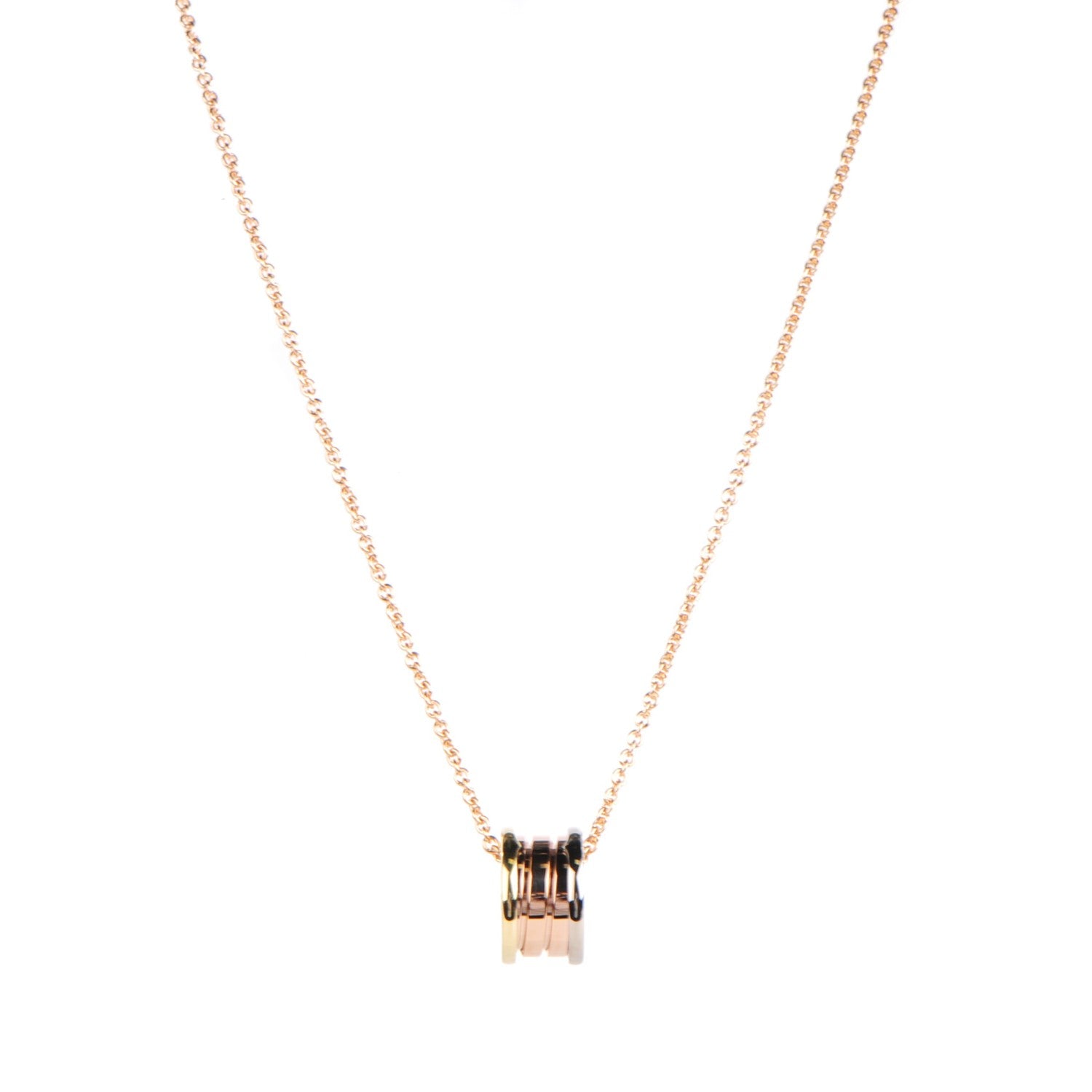 Bulgari 18K Rose White Yellow Gold B.Zero1 Pendant Necklace 2 of 7