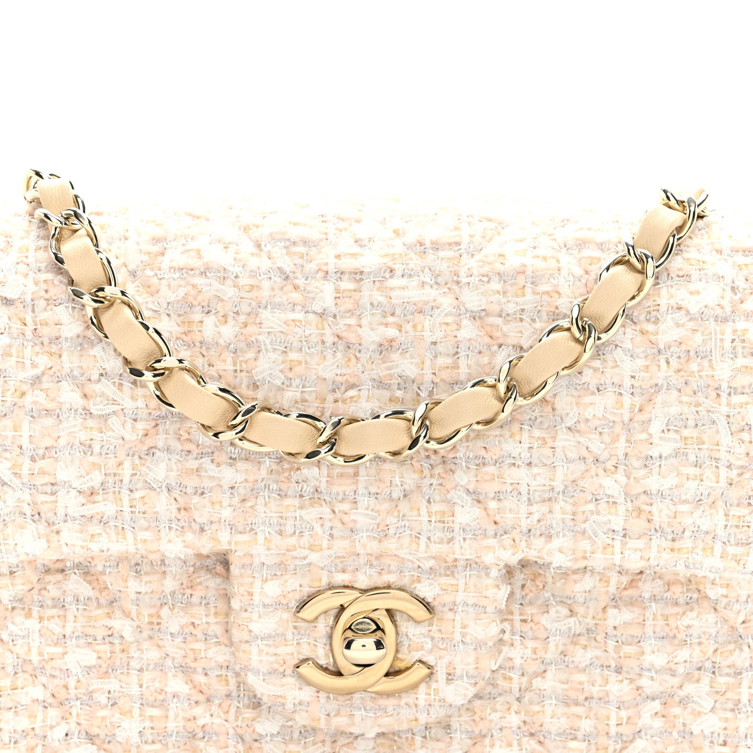 Chanel Tweed Quilted Mini Rectangular Flap Beige 8 of 10