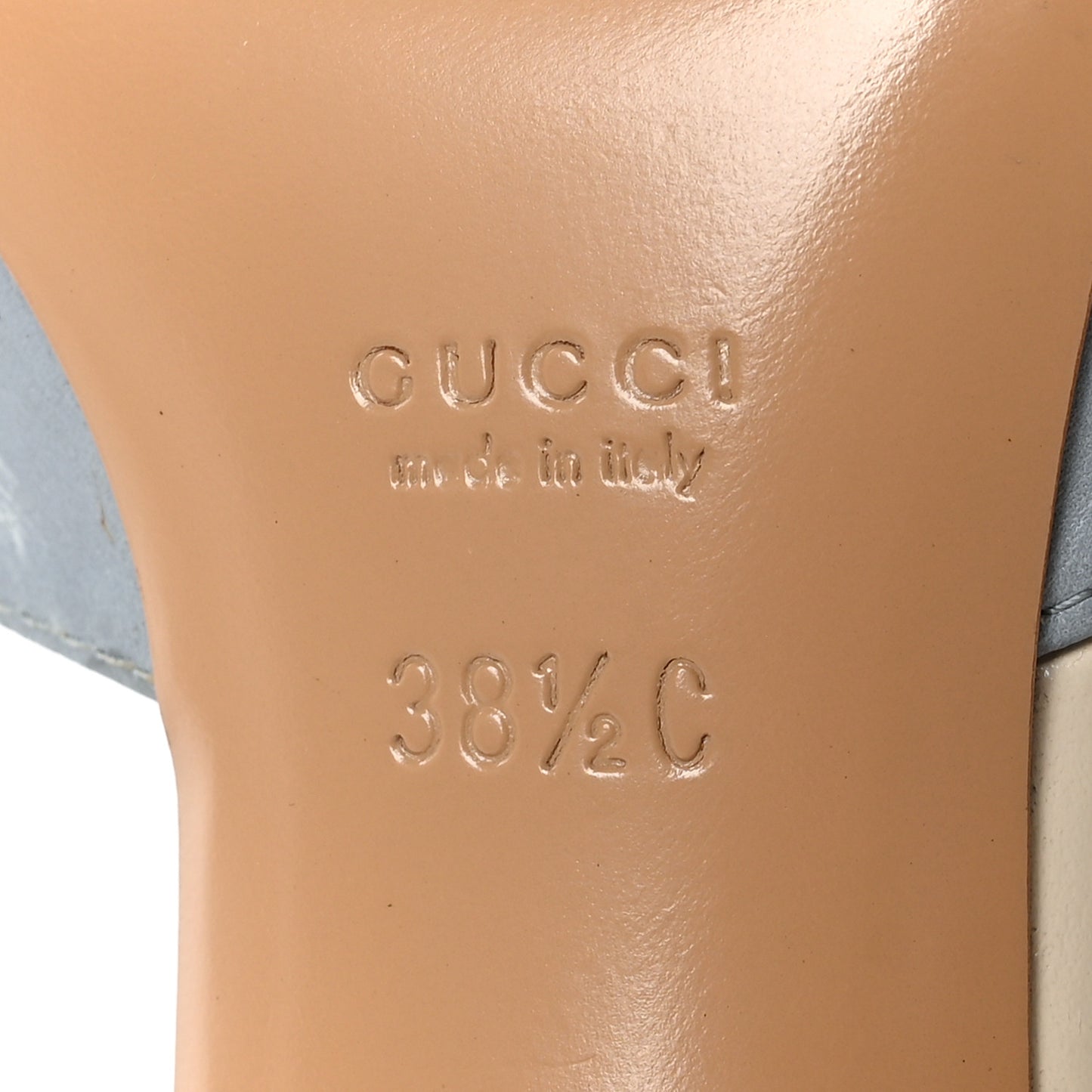 Guccissima Horsebit Mid Heel Slides 38.5 Light Blue