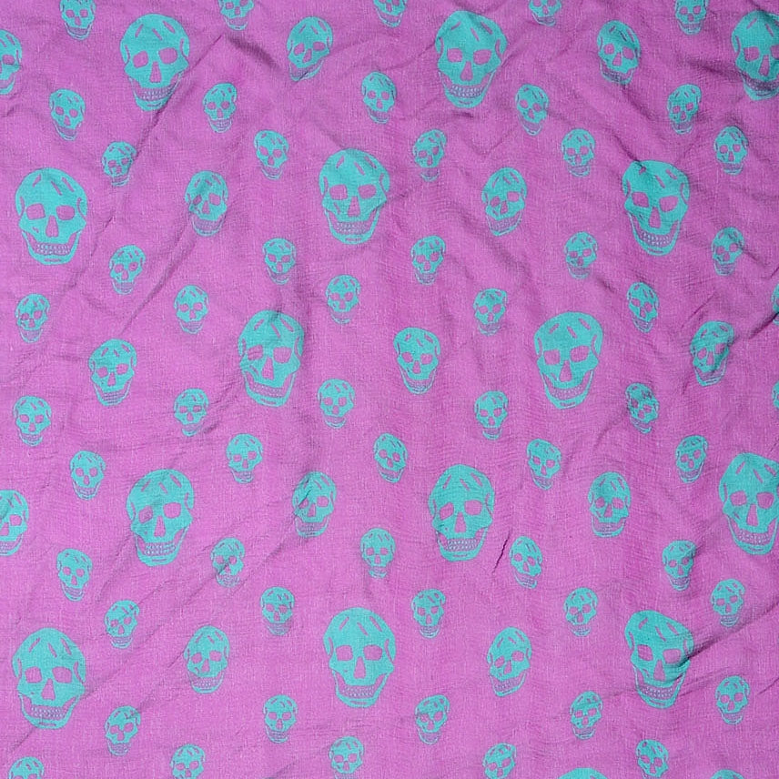 Silk Chiffon Skull Scarf Purple Green
