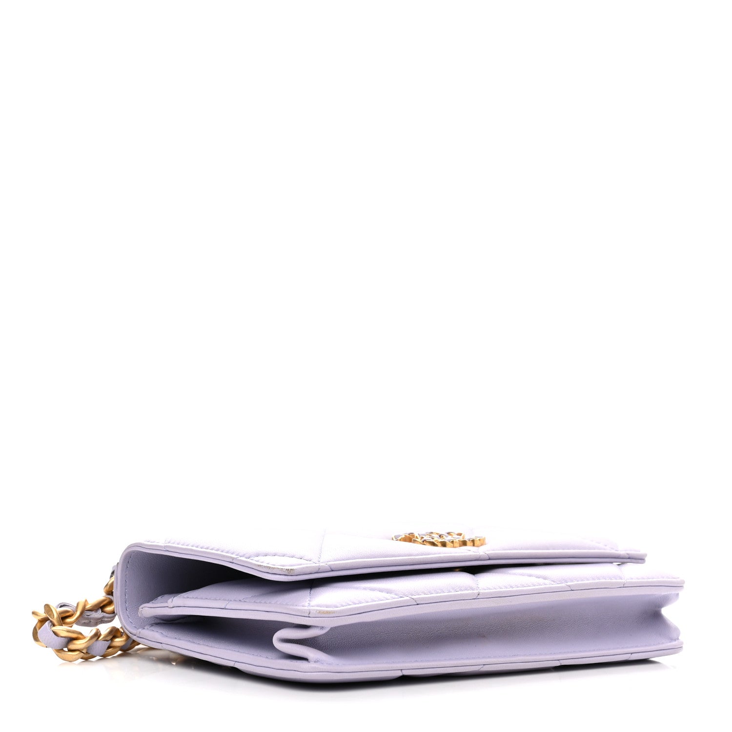 Chanel Lambskin Quilted Chanel 19 Wallet On Chain WOC Light Purple 4 of 12