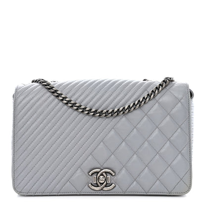Chanel Glazed Calfskin Quilted Medium Coco Boy Flap Light Grey 1 of 11