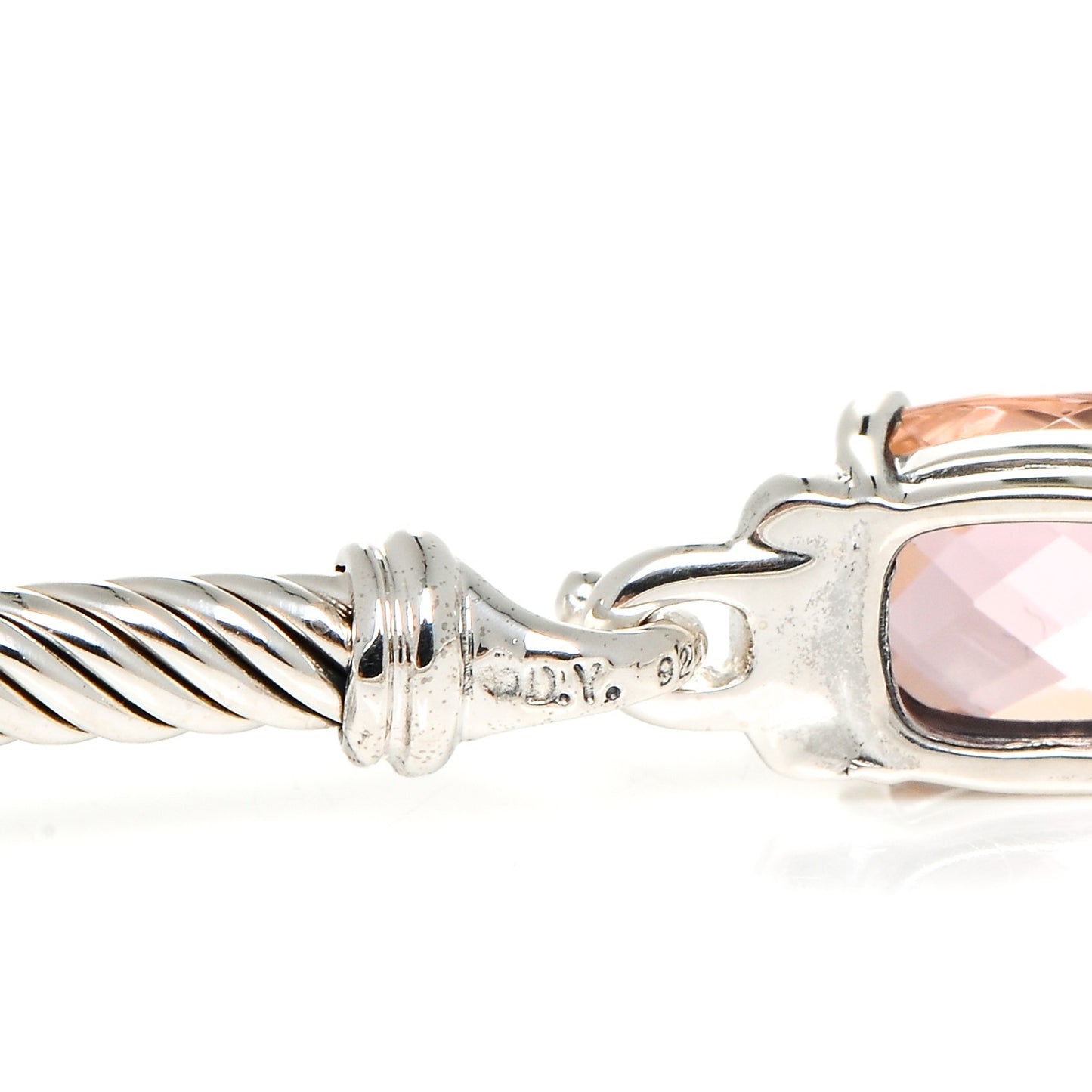 Sterling Silver Diamond Morganite 3mm Petite Wheaton Bracelet