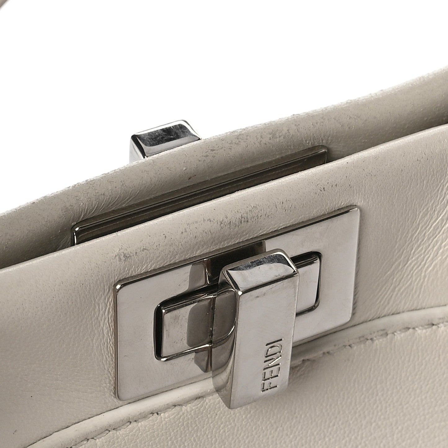 Nappa Lace Up Mini Peekaboo Iconic Satchel Bianco Carta