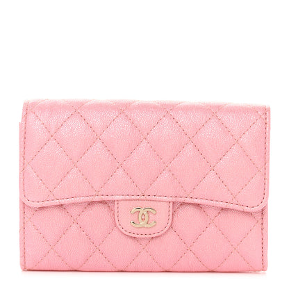 Chanel Iridescent Caviar Quilted Medium Flap Wallet Rose Pink 1 of 9