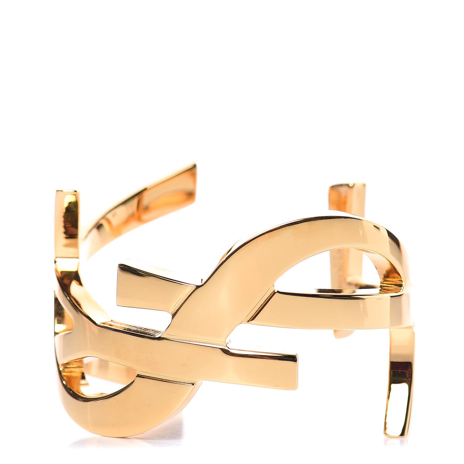 Saint Laurent Brass Monogram Medium Cuff Bracelet Gold 1 of 4