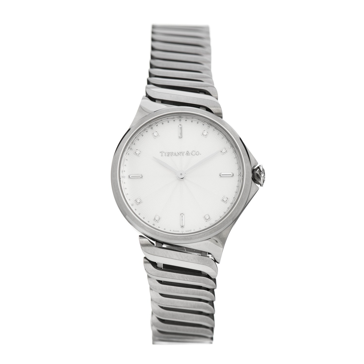 Tiffany Stainless Steel Diamond 28mm Metro 2-Hand Quartz Watch 1 of 5