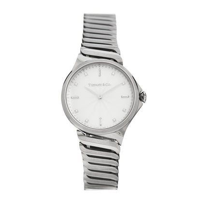 Tiffany Stainless Steel Diamond 28mm Metro 2-Hand Quartz Watch 1 of 5