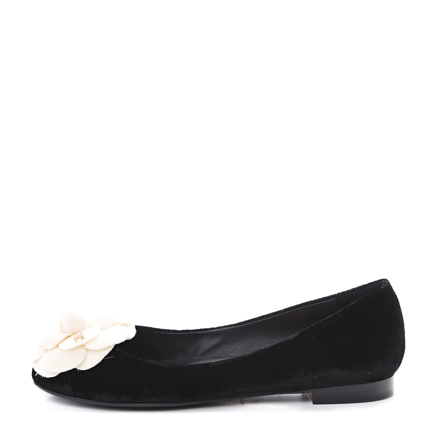 Chanel Velvet Camellia Ballerina Flats 35 Black 1 of 9