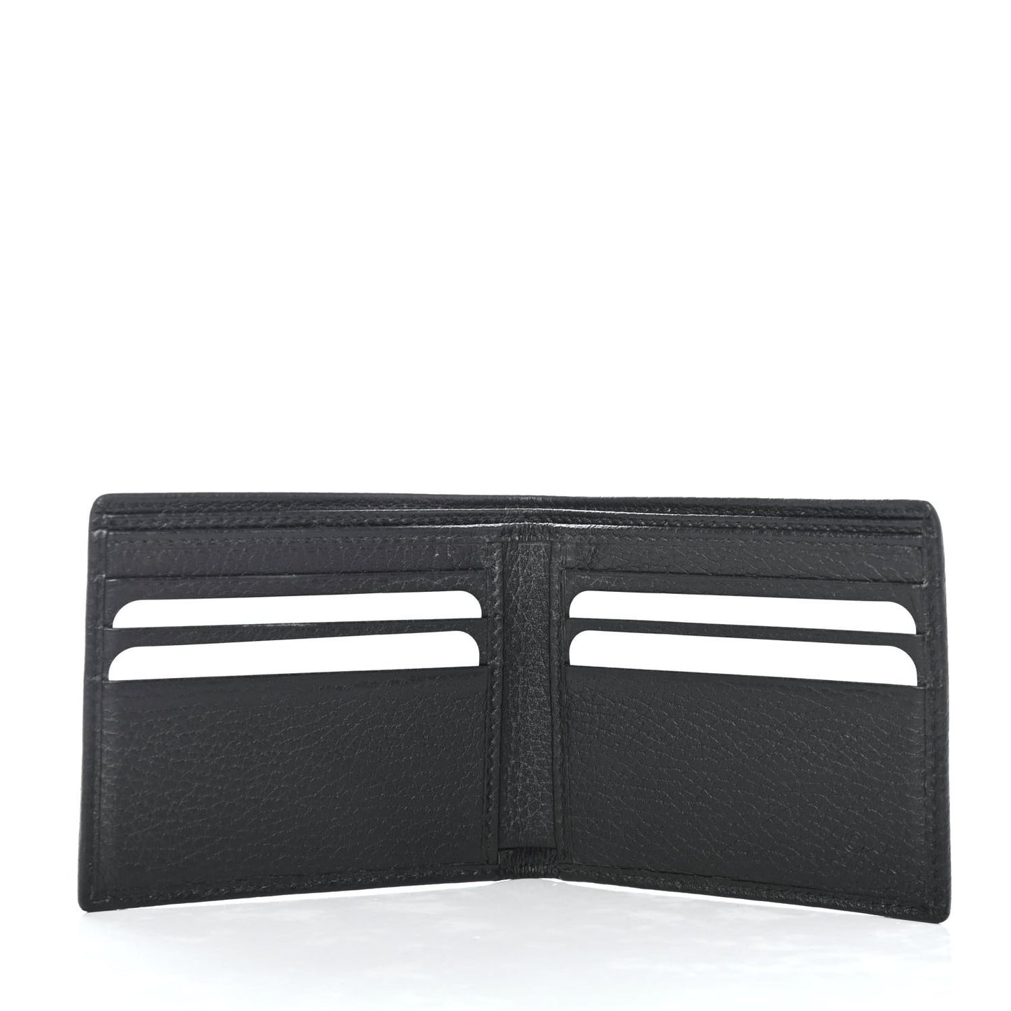 Pebbled Calfskin Bi-Fold Crest Wallet Black
