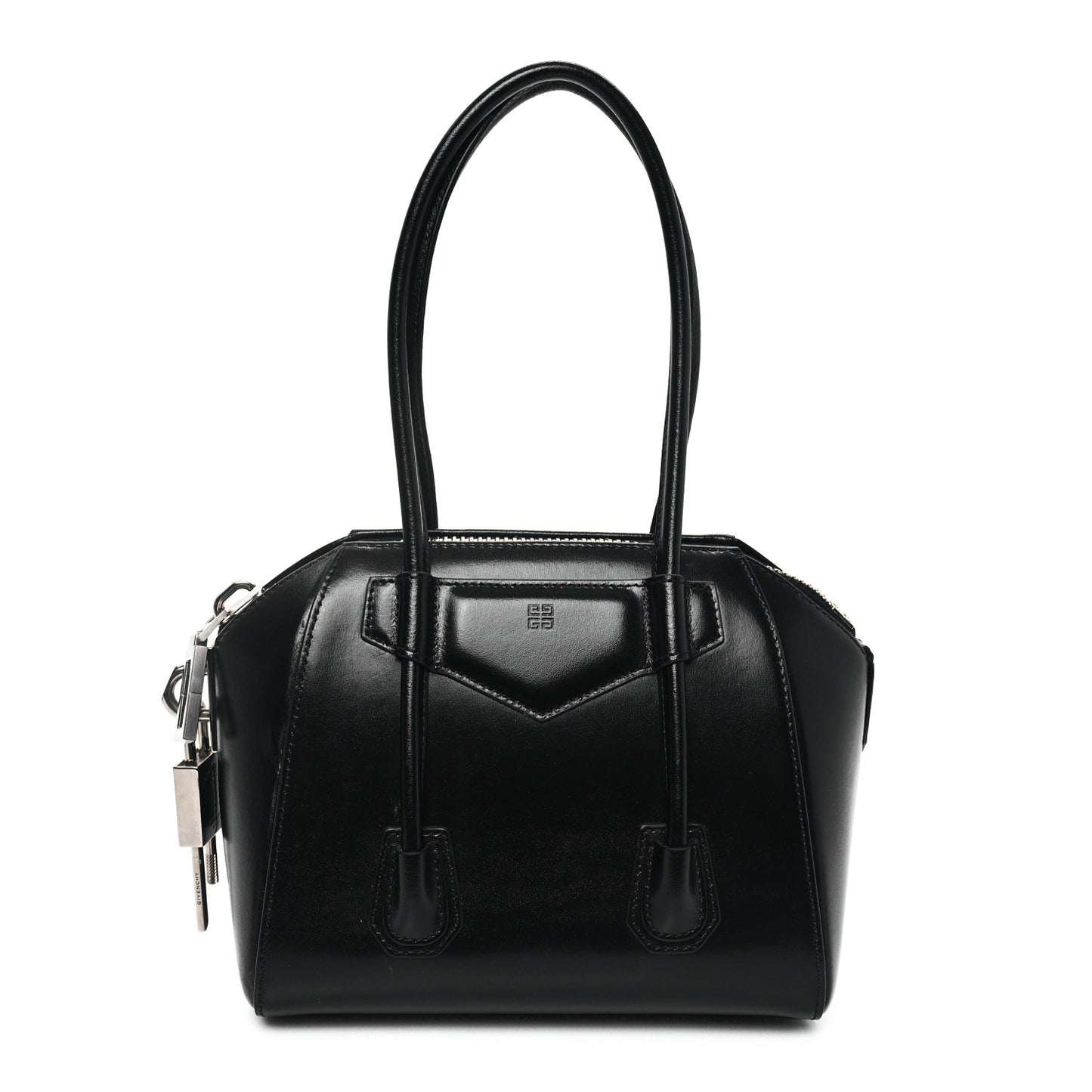 Box Calfskin Mini Lock Antigona Shoulder Bag Black