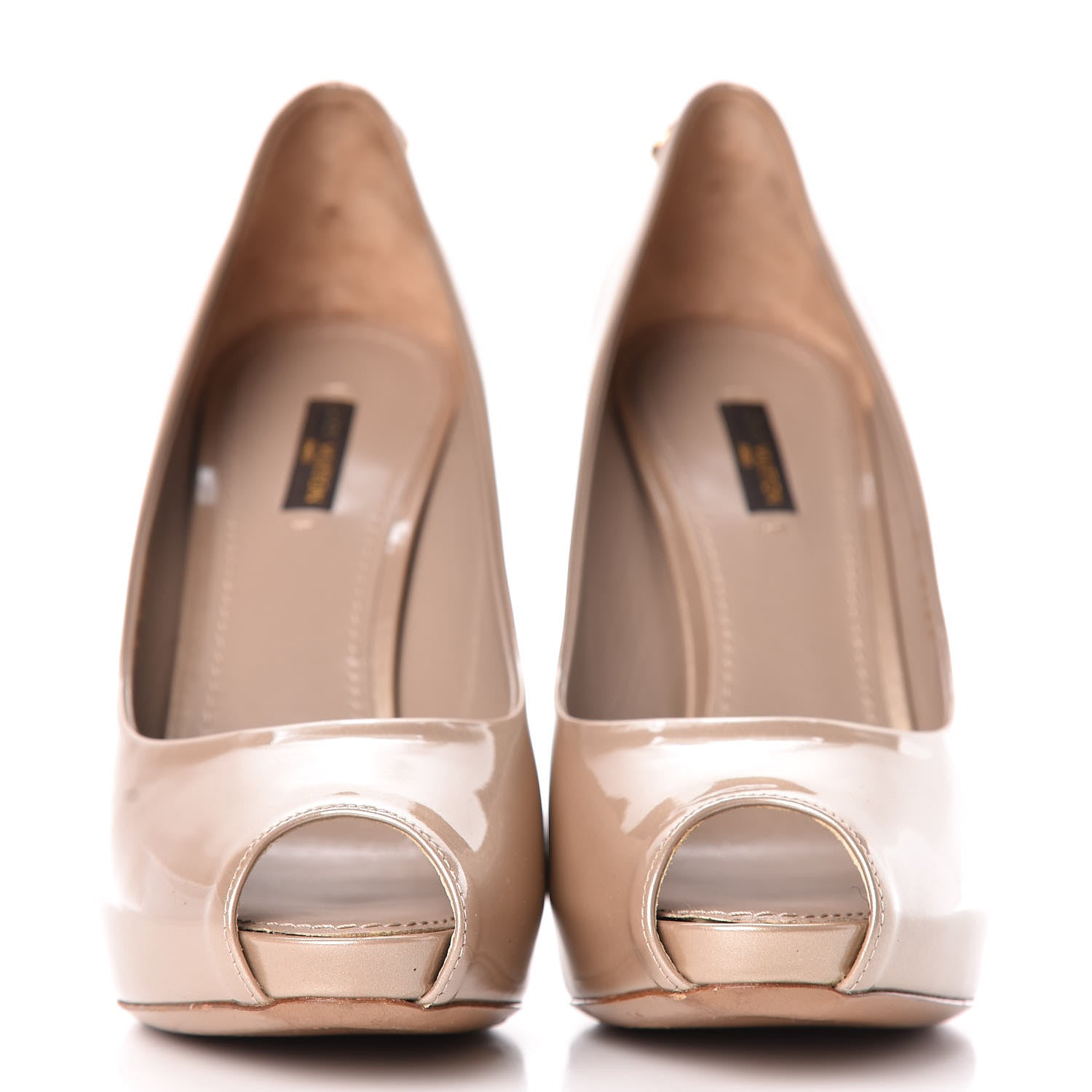 Louis Vuitton Patent Calfskin Oh Really Peep Toe Pumps 39.5 Beige Rose 2 of 12