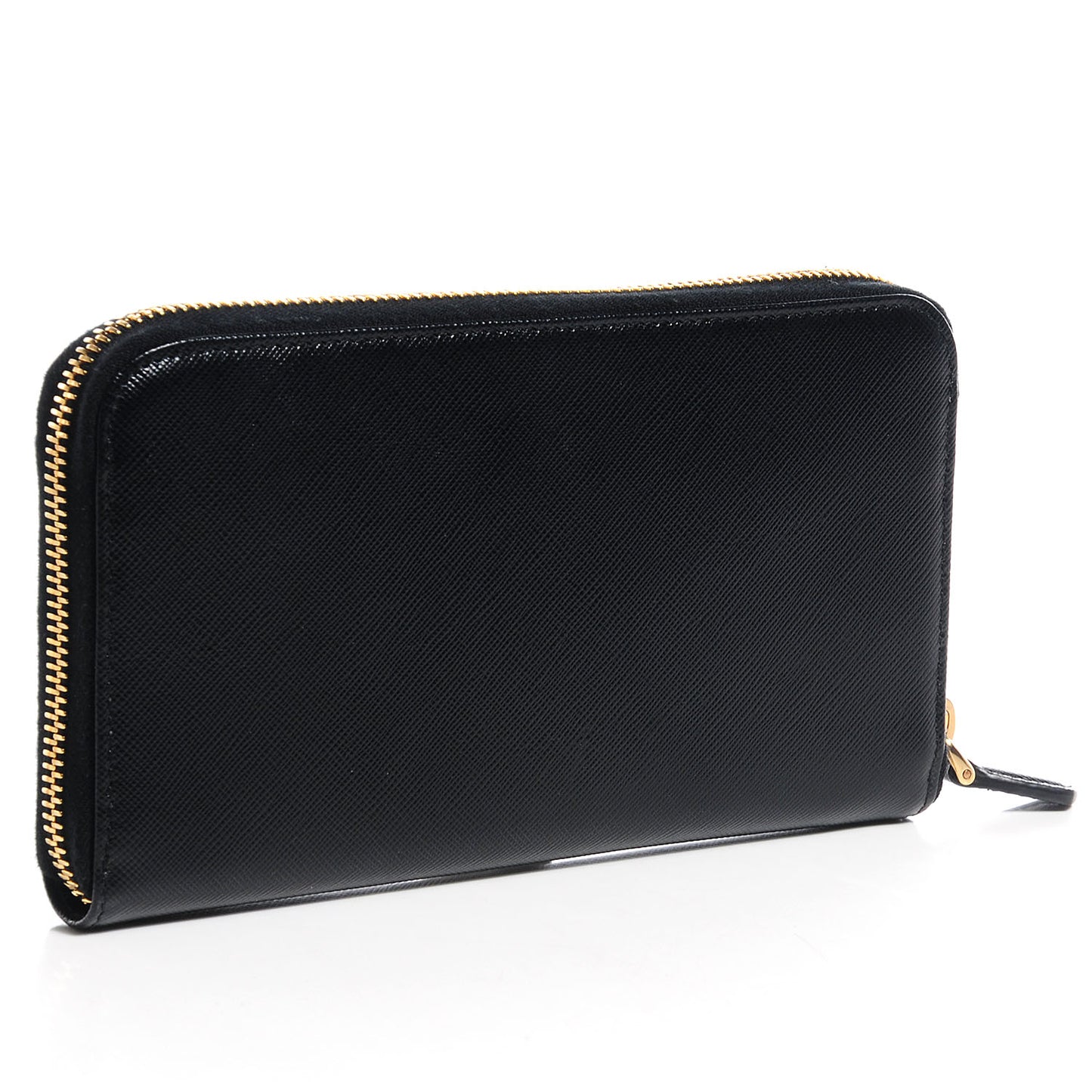 Saffiano Metal Zip Around Wallet Nero Black