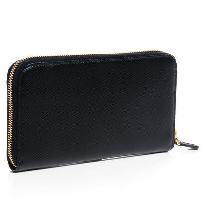 Prada Saffiano Metal Zip Around Wallet Nero Black 3 of 9