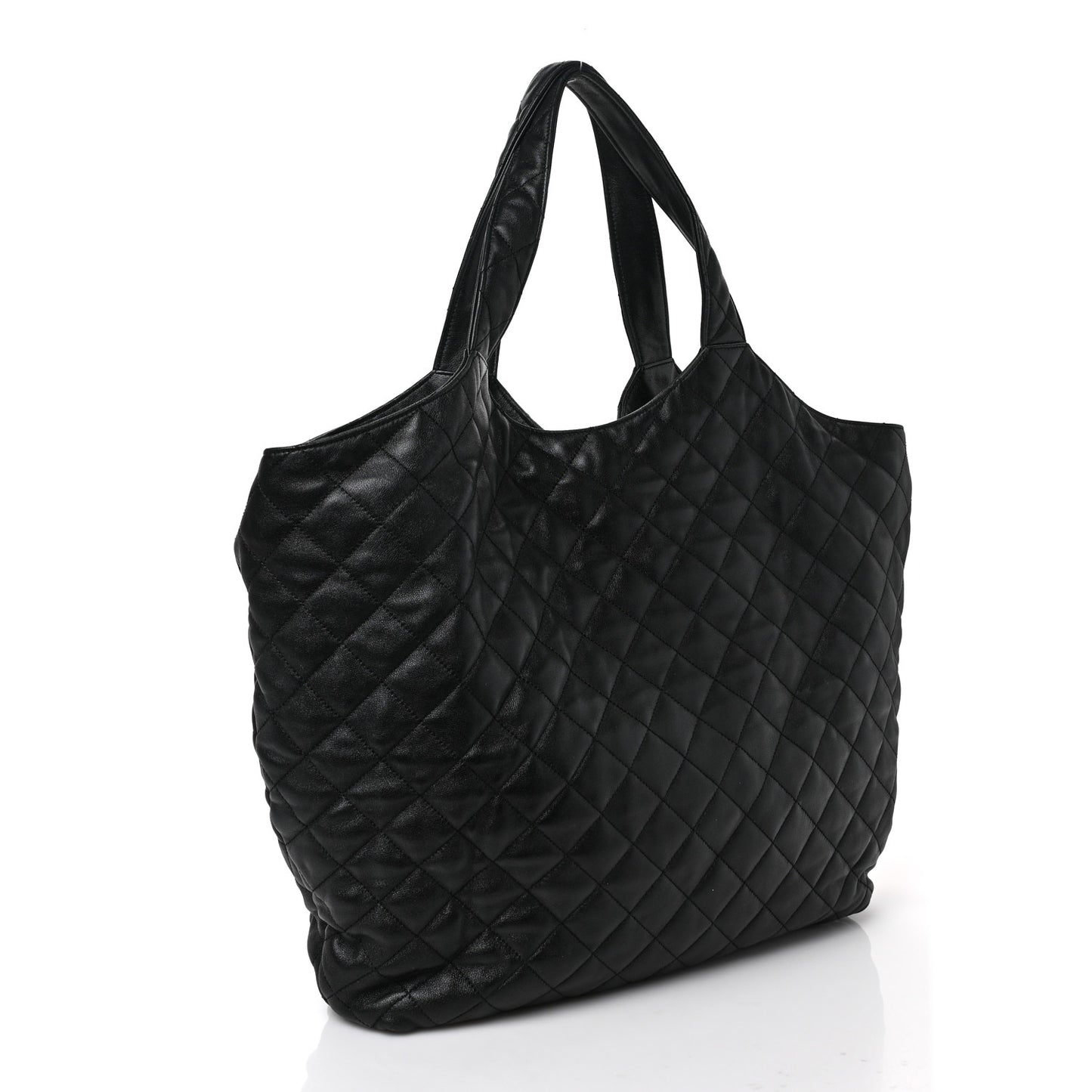 Lambskin Quilted Maxi Icare Shopping Tote Black