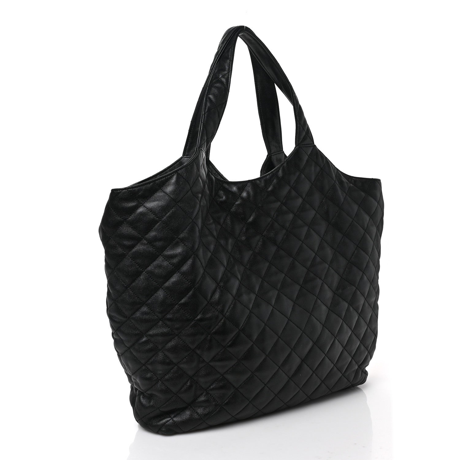 Saint Laurent Lambskin Quilted Maxi Icare Shopping Tote Black 4 of 10