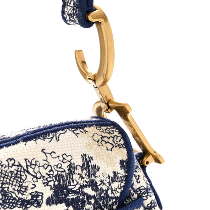 Christian Dior Canvas Embroidered Toile de Jouy Saddle Bag Blue 12 of 13