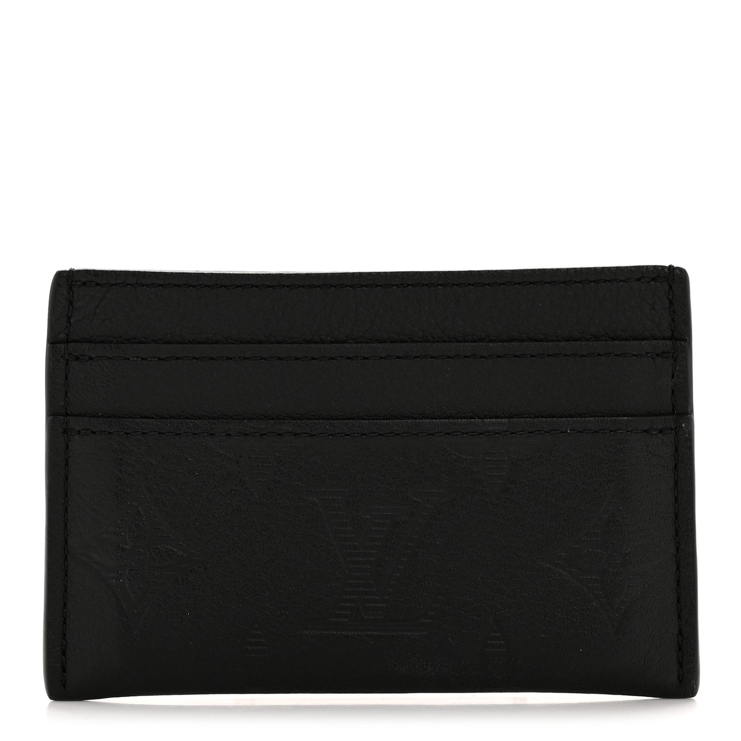 Calfskin Monogram Shadow Double Card Holder Black