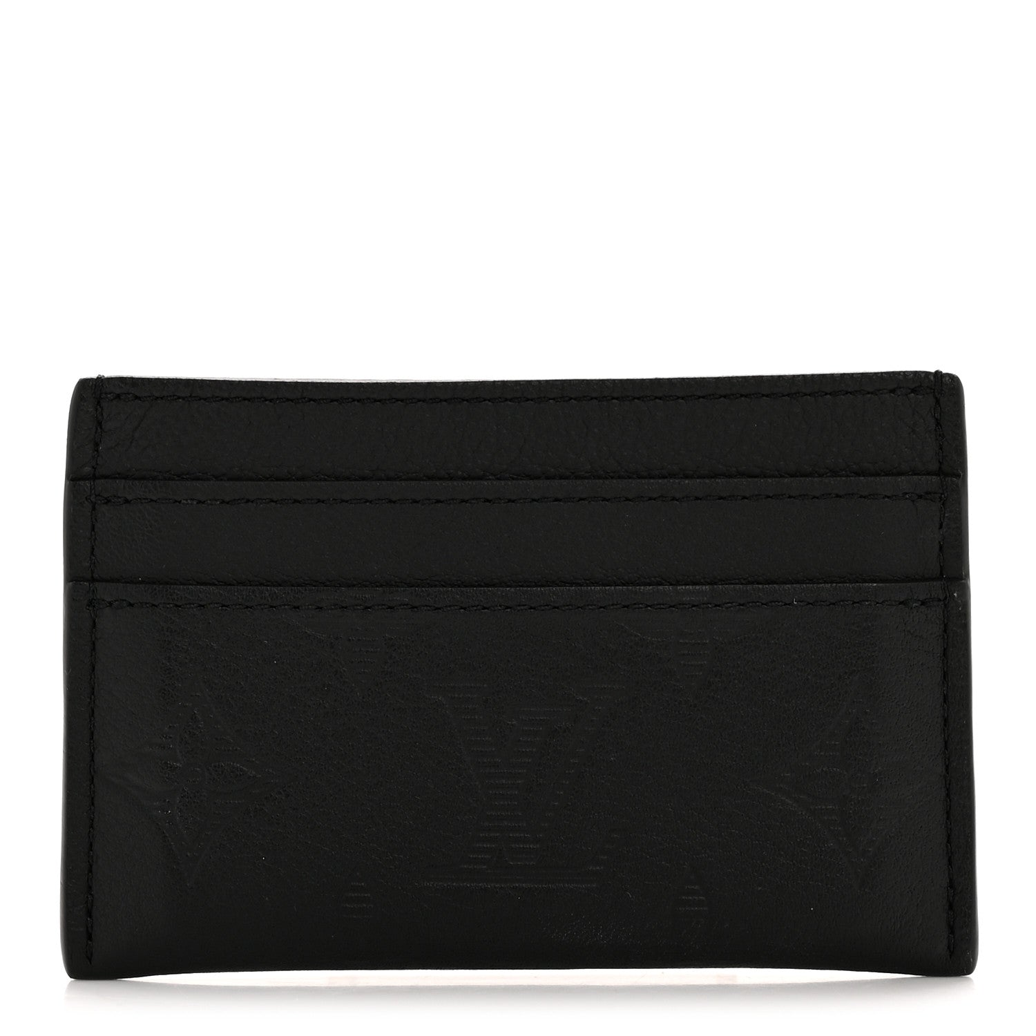 Louis Vuitton Calfskin Monogram Shadow Double Card Holder Black 1 of 9