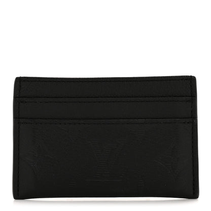 Louis Vuitton Calfskin Monogram Shadow Double Card Holder Black 1 of 9