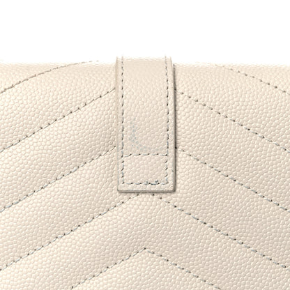 Saint Laurent Grain De Poudre Textured Mixed Matelasse Triquilt Monogram Clutch Blanc Vintage 10 of 11