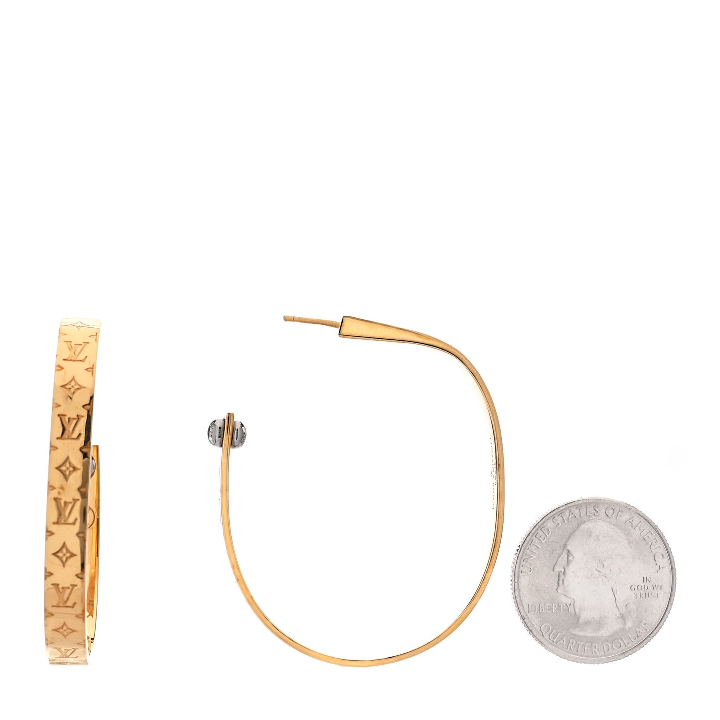 Metal Nanogram Hoop Earrings Gold