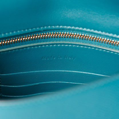 Celine Grained Calfskin Small Trotteur Teal Blue 7 of 10