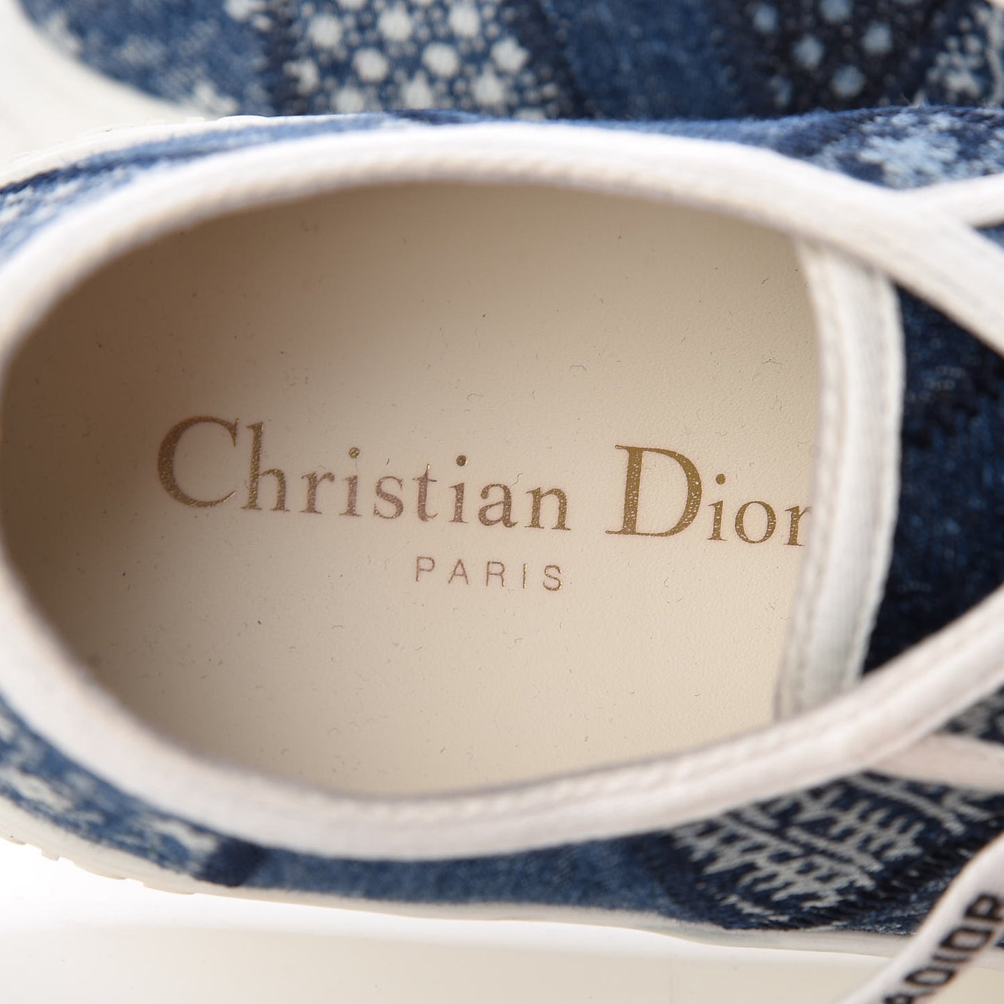 Denim Patchwork Walk'n Dior Low Top Sneakers 36.5 Blue