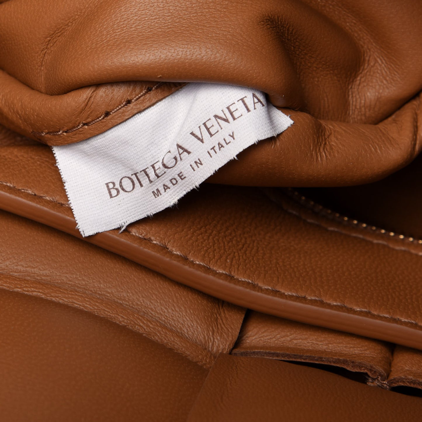 Nappa Maxi Intreccio Padded Cassette Crossbody Bag Caramel