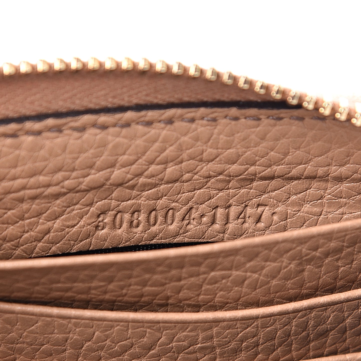Pebbled Calfskin Soho Zip Around Wallet Camelia