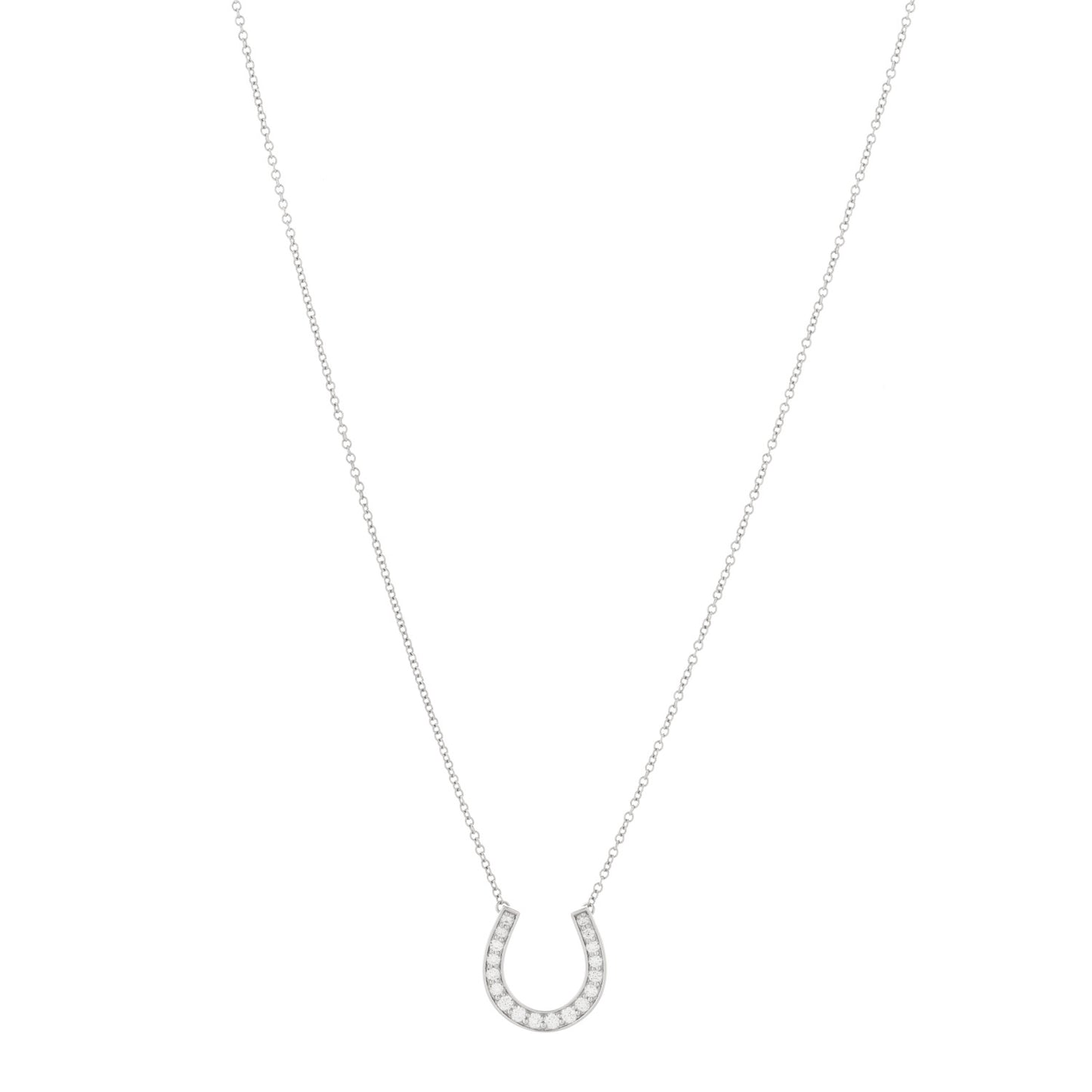 Platinum Diamond Horseshoe Pendant Necklace