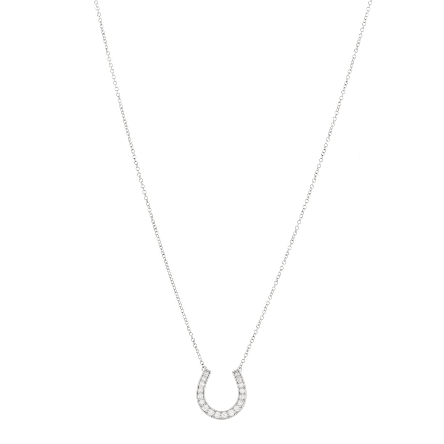Tiffany Platinum Diamond Horseshoe Pendant Necklace 1 of 4