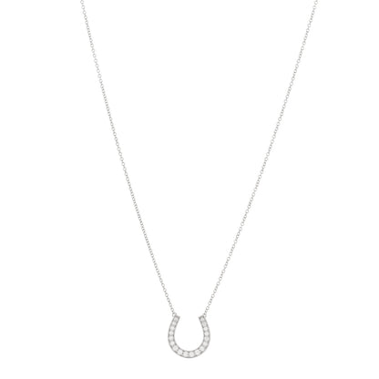Tiffany Platinum Diamond Horseshoe Pendant Necklace 1 of 4