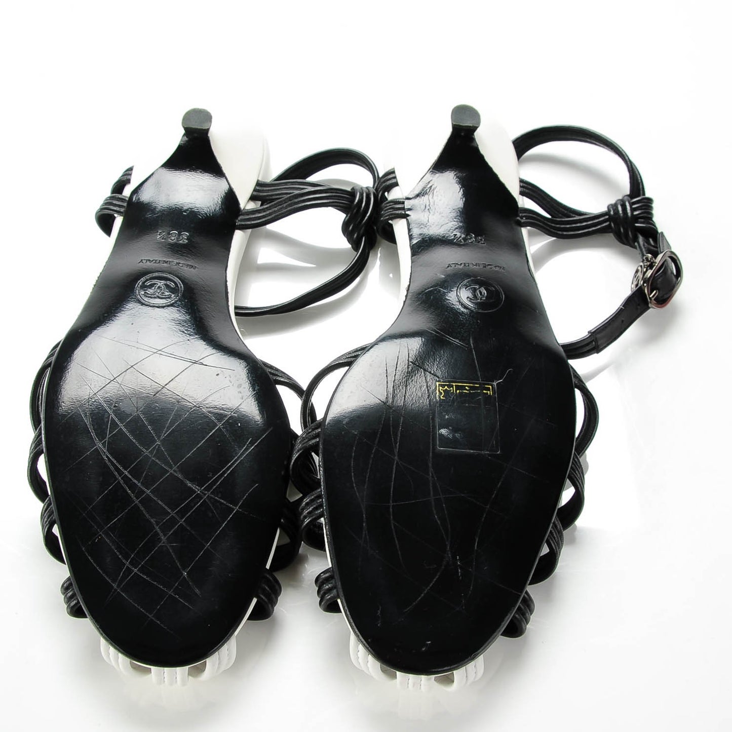 Lambskin Sandals 38.5 Black White