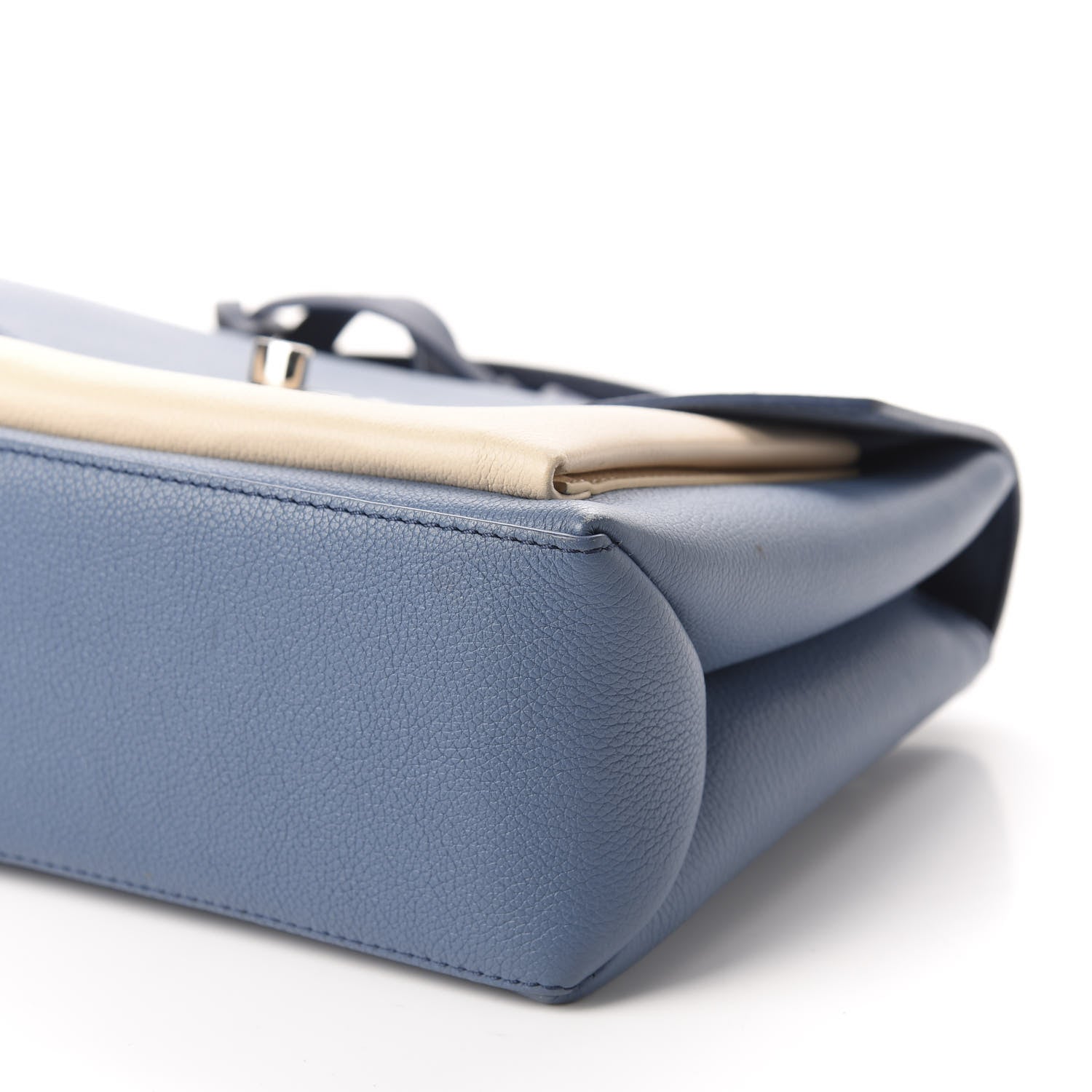 Louis Vuitton Soft Calfskin My Lockme Top Handle Blue Jean Creme 6 of 9