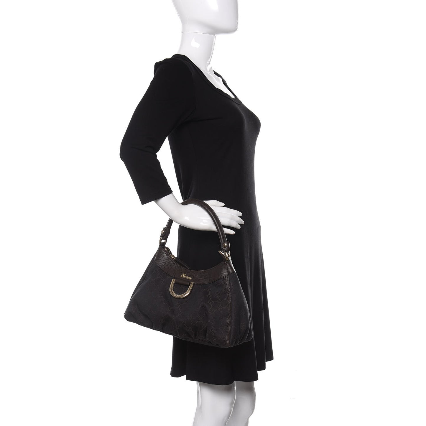 Monogram D Ring Hobo Dark Brown