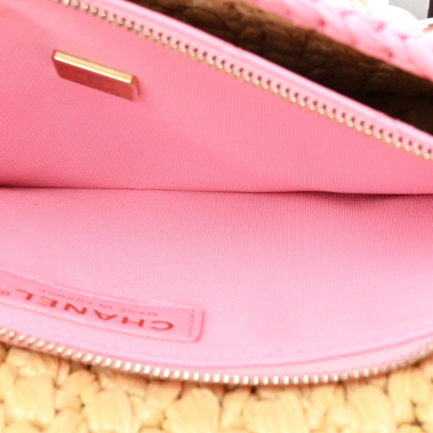 Raffia Chain Venice Beach Flap Bag Beige Pink