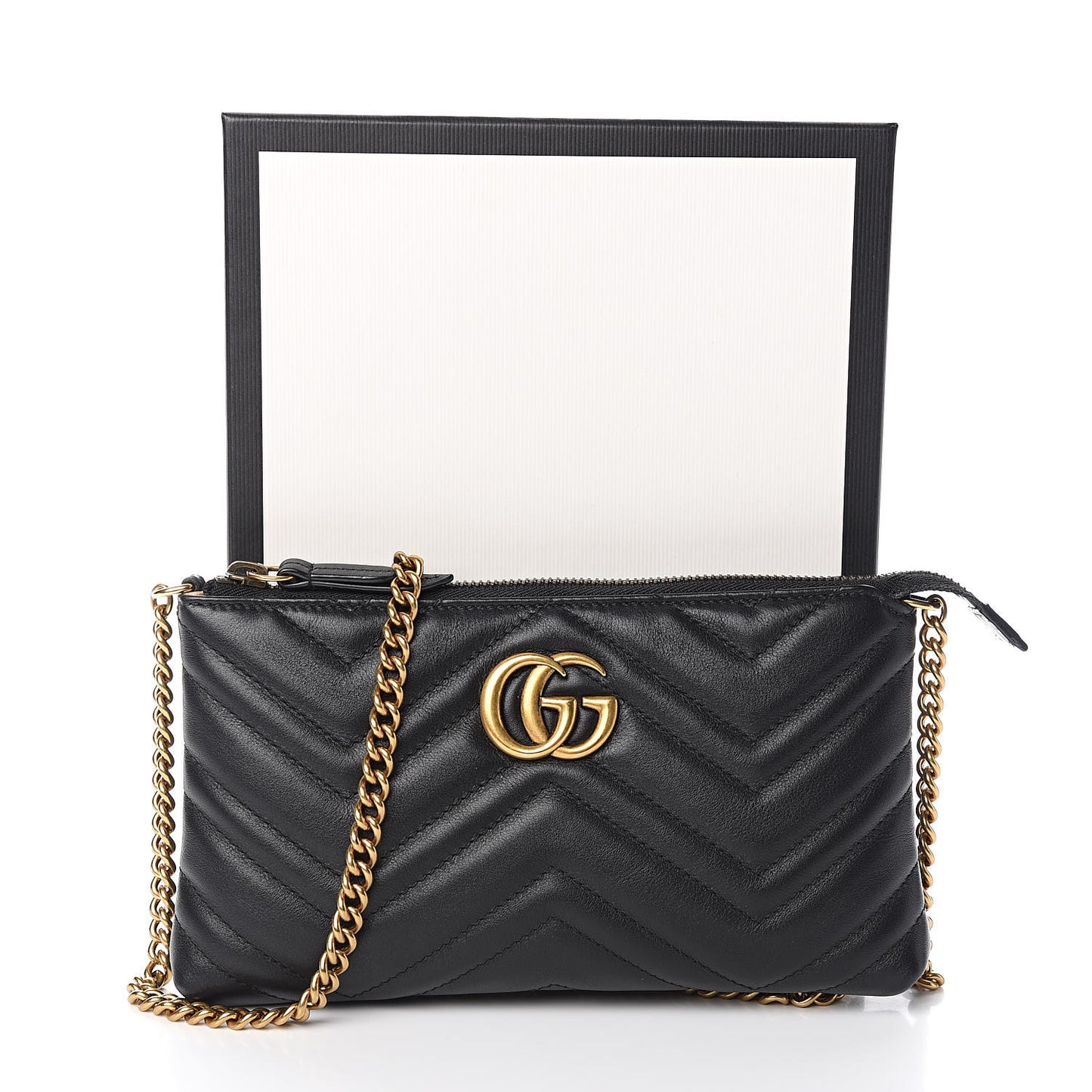 Calfskin Matelasse Mini GG Marmont Chain Bag Black