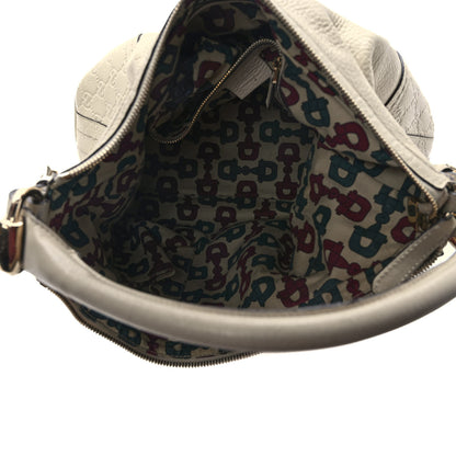 Gucci Pebbled Calfskin Guccissima Trim Medium Signoria Hobo Off White 5 of 14