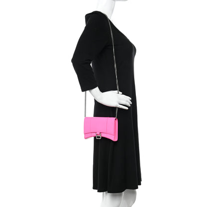 Balenciaga Shiny Box Calfskin XS Hourglass Wallet On Chain Fluo Pink 2 of 9