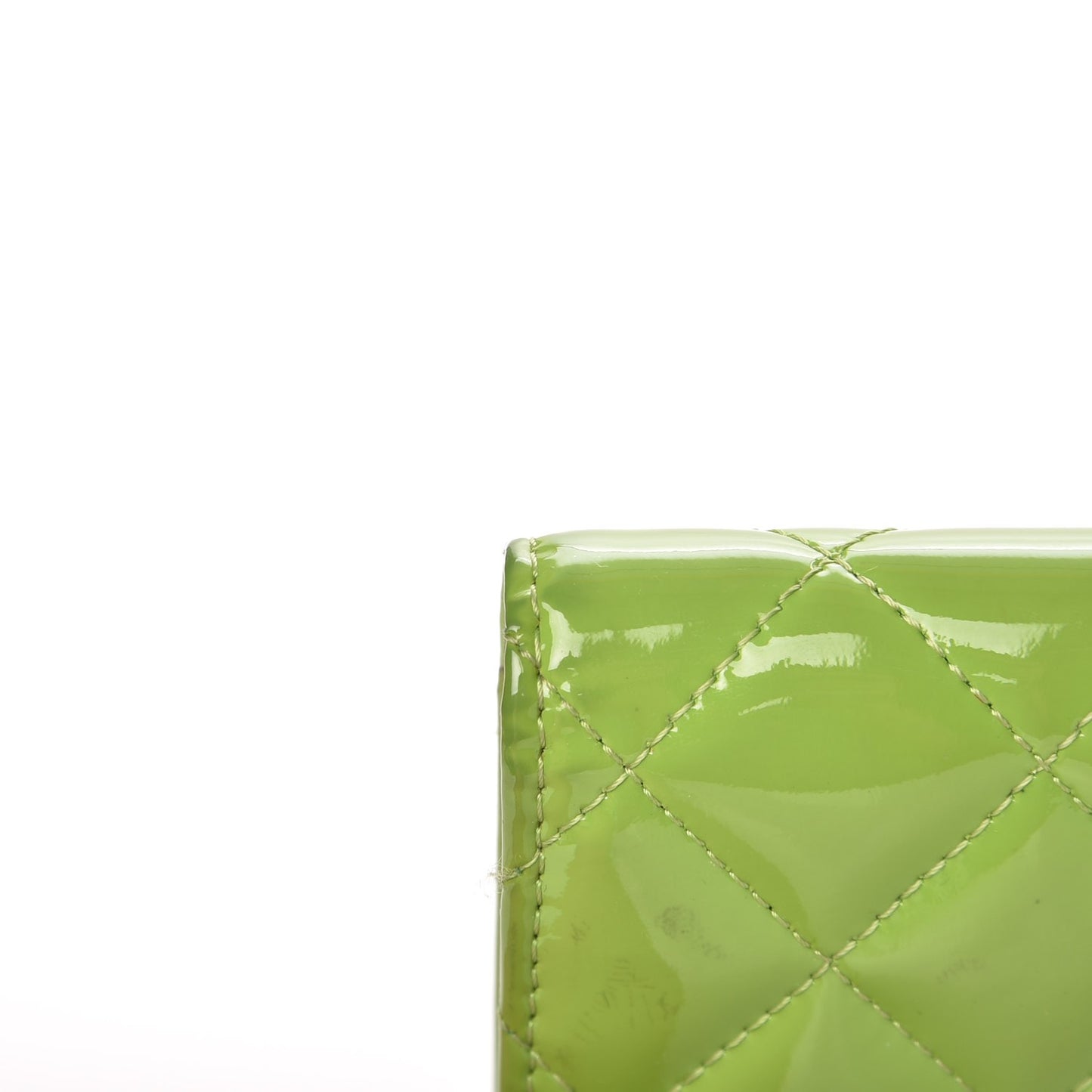 Patent Quilted Brilliant Yen Wallet Green
