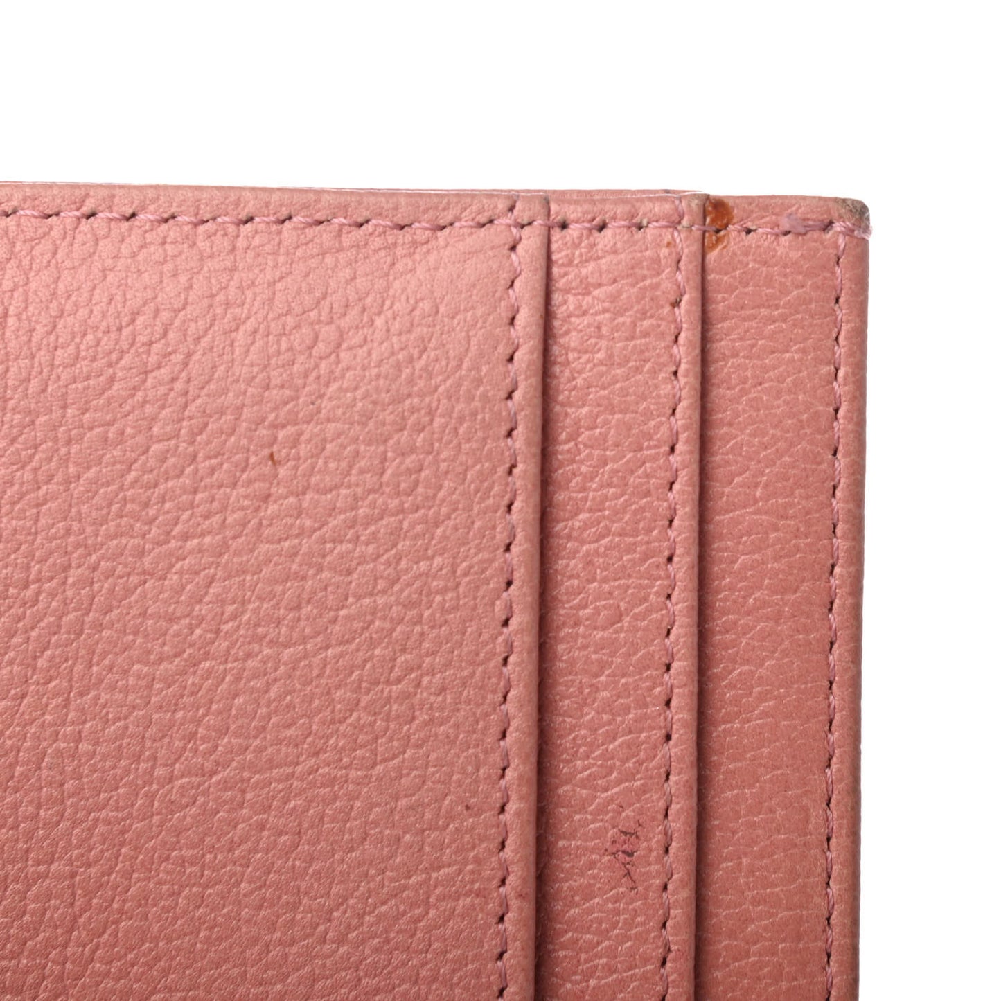 Goatskin Camellia Embossed Card Holder Pink