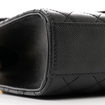 Saint Laurent Grain De Poudre Textured Mixed Matelasse Triquilt Medium Monogram Satchel Black 9 of 10