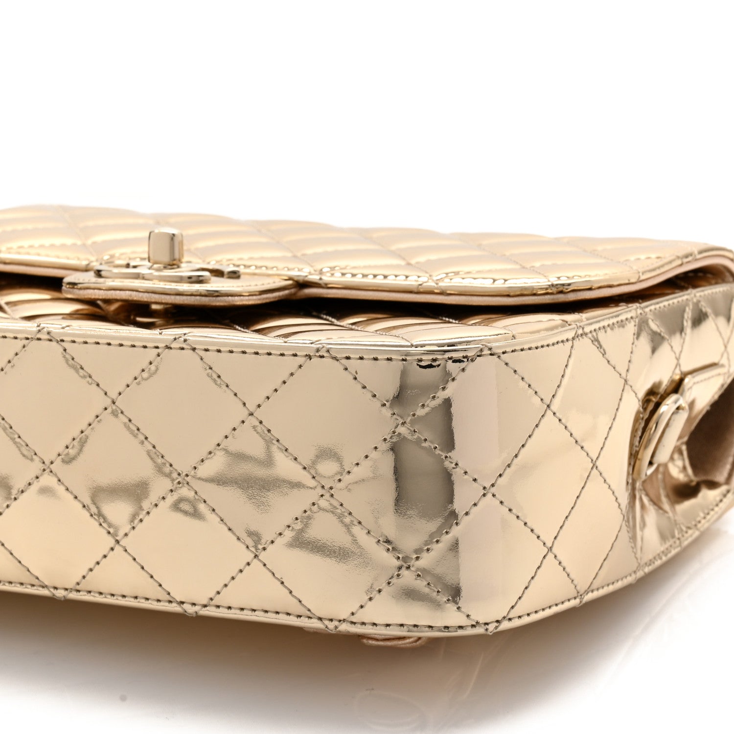 Chanel Mirror Calfskin Metallic Calfskin Quilted Hollywood Boulevard Backpack With Coin Purse Gold