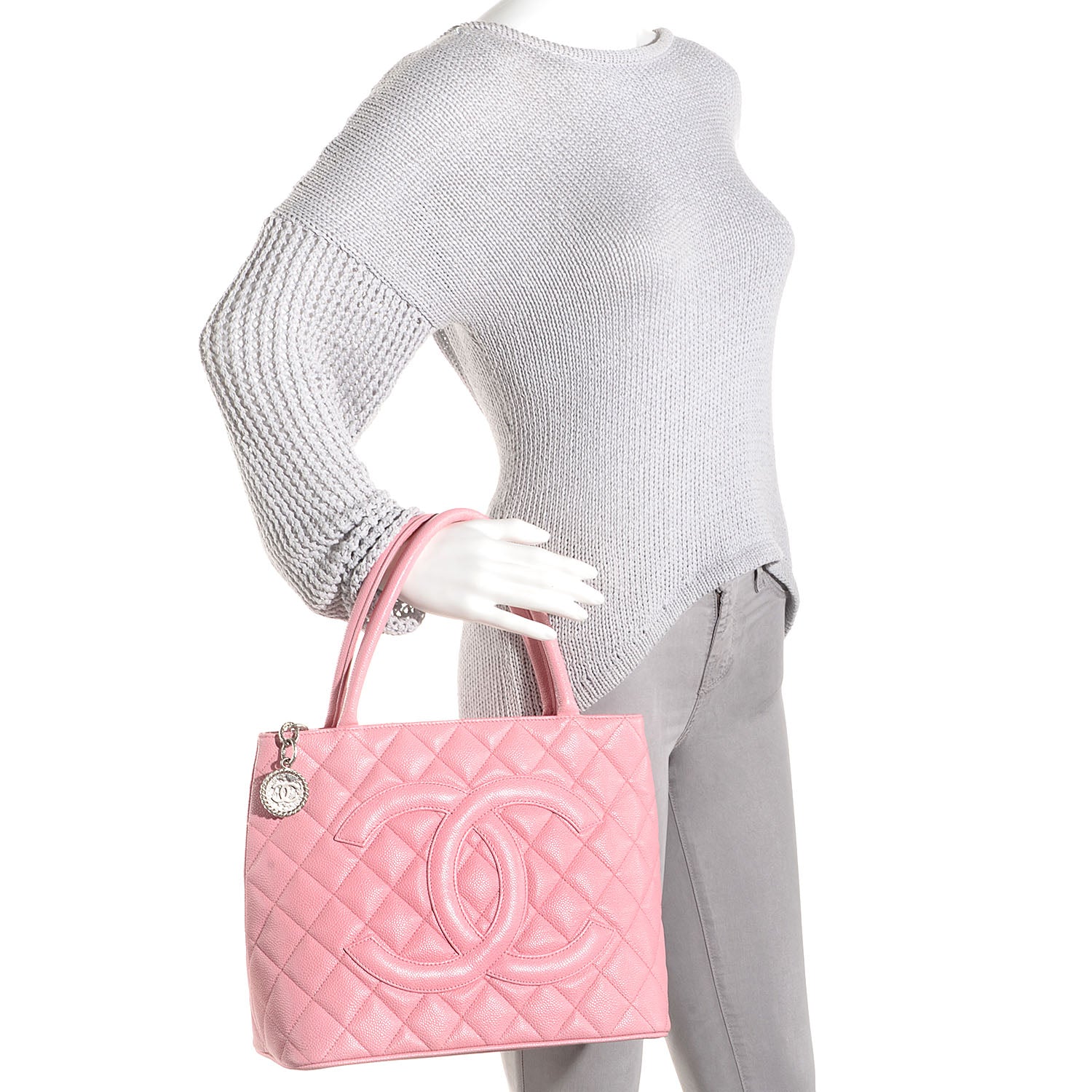 Chanel Caviar Medallion CC Tote Light Pink 2 of 7